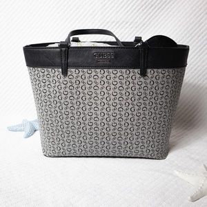 Guess Black and Grey Tote Purse with Coin Pouch